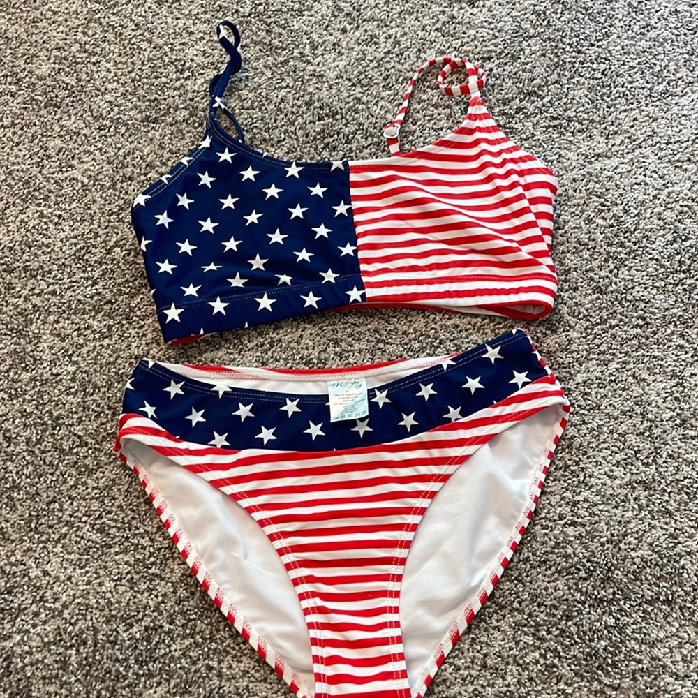 Pink Lily American flag swimsuit